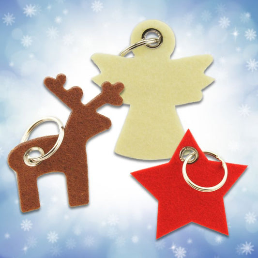 Weihnachtliche Schlüsselanhänger aus Filz