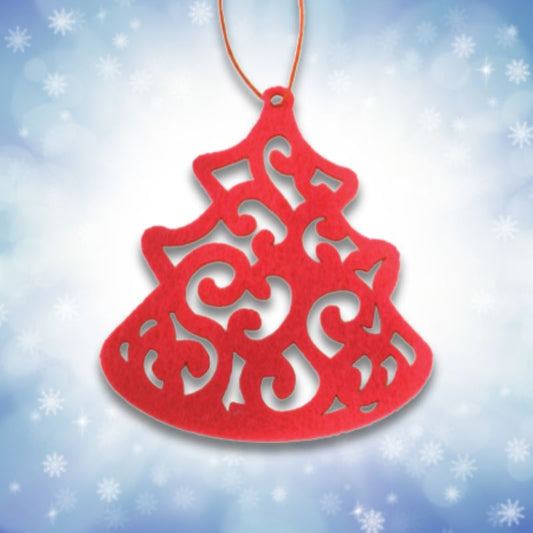 Weihnachtsbaum-Anhänger aus Filz: Filzanhänger "Rote Tanne"