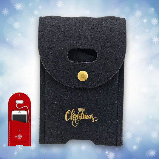 Handy-Ladetasche aus Filz "ToGo" mit Goldaufdruck "Merry Christmas"