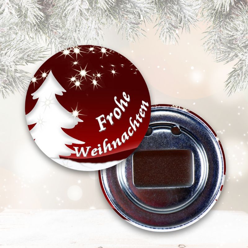 Weihnachts-Flaschenöffner im Buttonformat