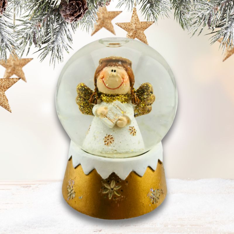 SK3121 | Engel-Schneekugel in Gold 4er-Set