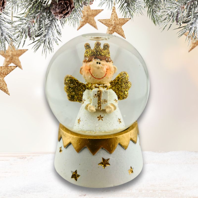 SK3121 | Engel-Schneekugel in Gold 4er-Set