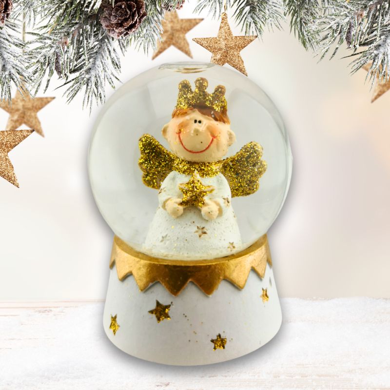 SK3121 | Engel-Schneekugel in Gold 4er-Set