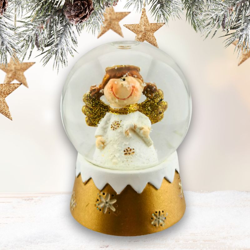 SK3121 | Engel-Schneekugel in Gold 4er-Set