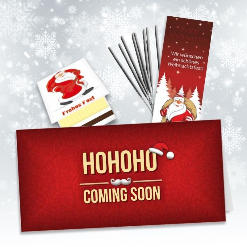 Weihnachtskarte HOHOHO mit Wunderkerze und Zündholzbriefchen im Set