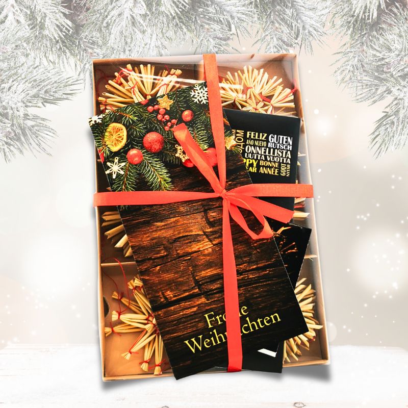 24er-Set Traditionelle Strohsterne mit Wunderkerzen und Karte