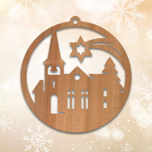 Christbaumanhänger: Kirche & Stern - schönes Give-Away