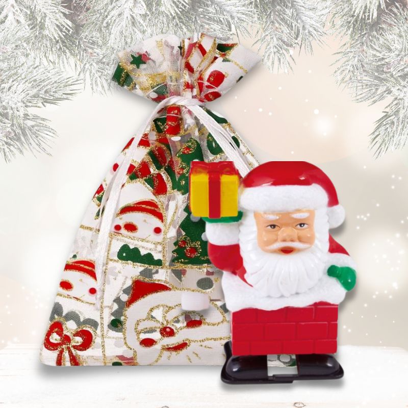 Kleiner Aufzieh-Weihnachtsmann im Sack