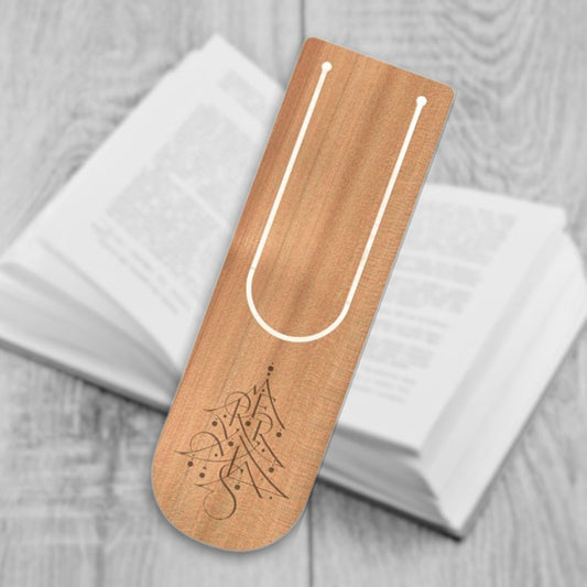 Holz-Lesezeichen Merry XMAS Weihnachtsbaum