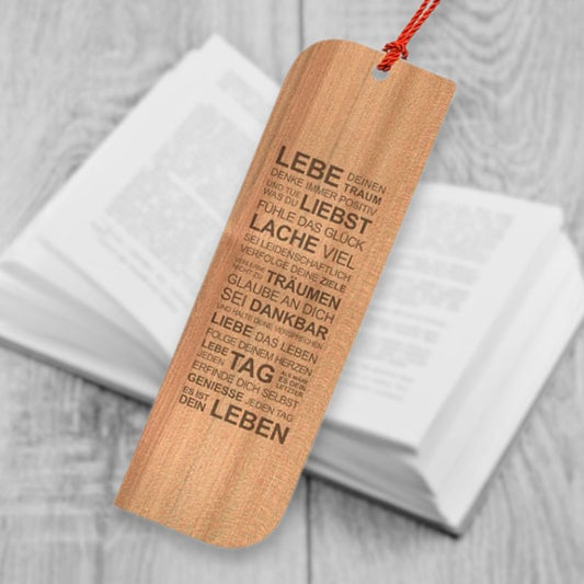 Holz-Lesezeichen mit Spruch oder Gedicht