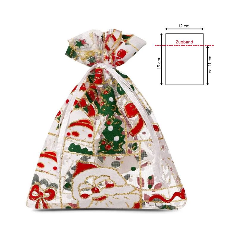 Organzasäckchen - Motiv Weihnachtsmann