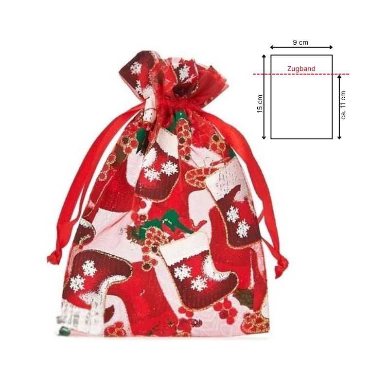 Organzasäckchen - Nikolausstiefel rot
