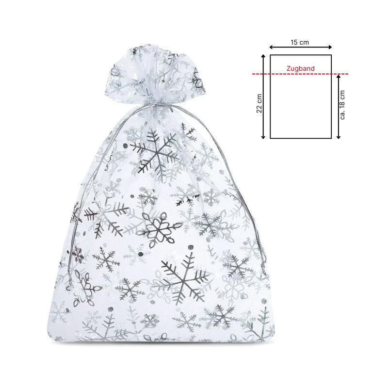 Weihnachtliche Organzasäckchen Silber