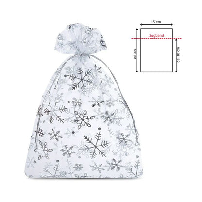 Weihnachtliche Organzasäckchen Silber