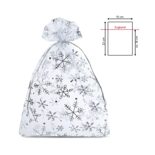 Weihnachtliche Organzasäckchen Silber