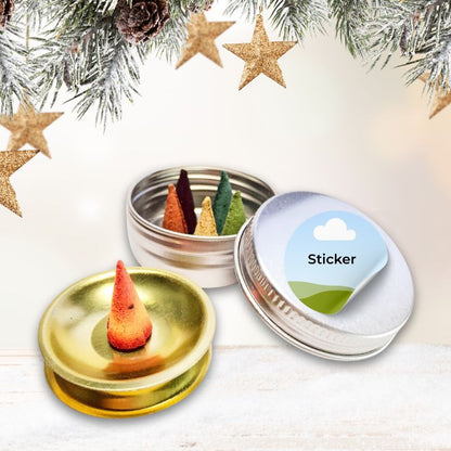 6er-Set Räucherkerzen in Dose mit Glimmschale - tolle Geschenkidee