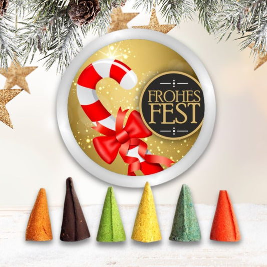 Räucherkerzen 6er-Sets in kleiner Dose - Motiv: Zuckerstange