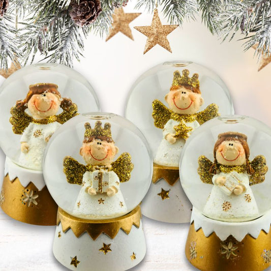 SK3121 | Engel-Schneekugel in Gold 4er-Set