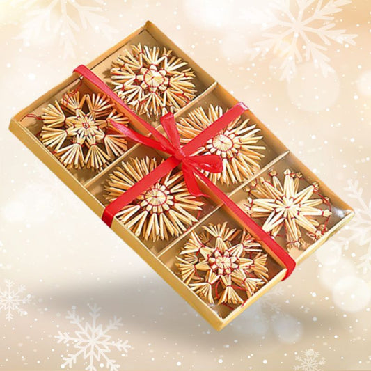 24er-Set Traditionelle Strohsterne für den Christbaum