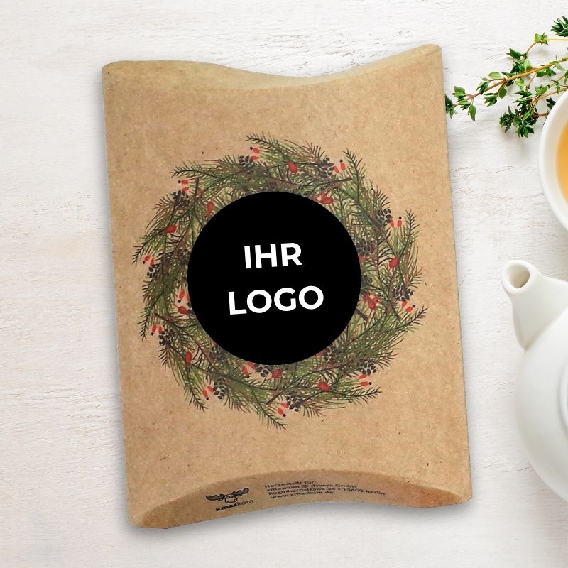 Weihnachtlich-winterliche Tee-Sets schön verpackt mit Ihrem Logo