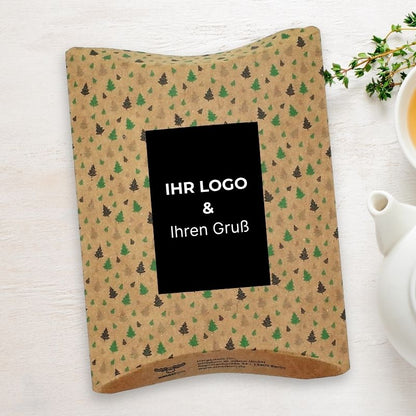Weihnachtlich-winterliche Tee-Sets schön verpackt mit Ihrem Logo