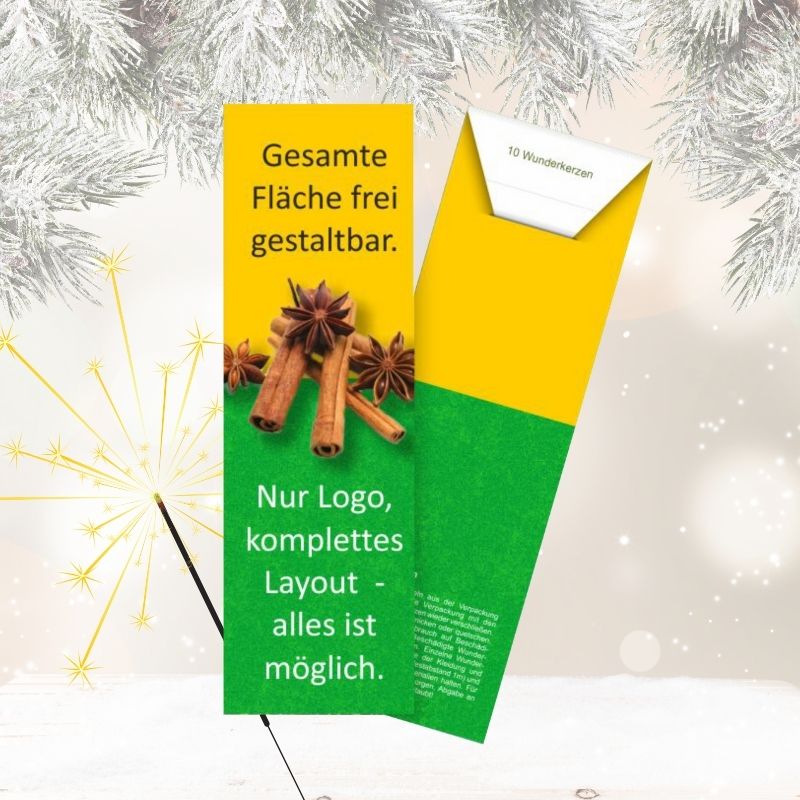 Wunderkerzen - personalisiert mit Firmen-Logo und eigenem Motiv