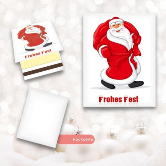 Zündholzbriefchen: Santa wünscht ein Frohes Fest