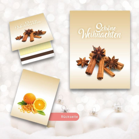 Zündholzbriefchen zu Weihnachten: Zimt und Orange